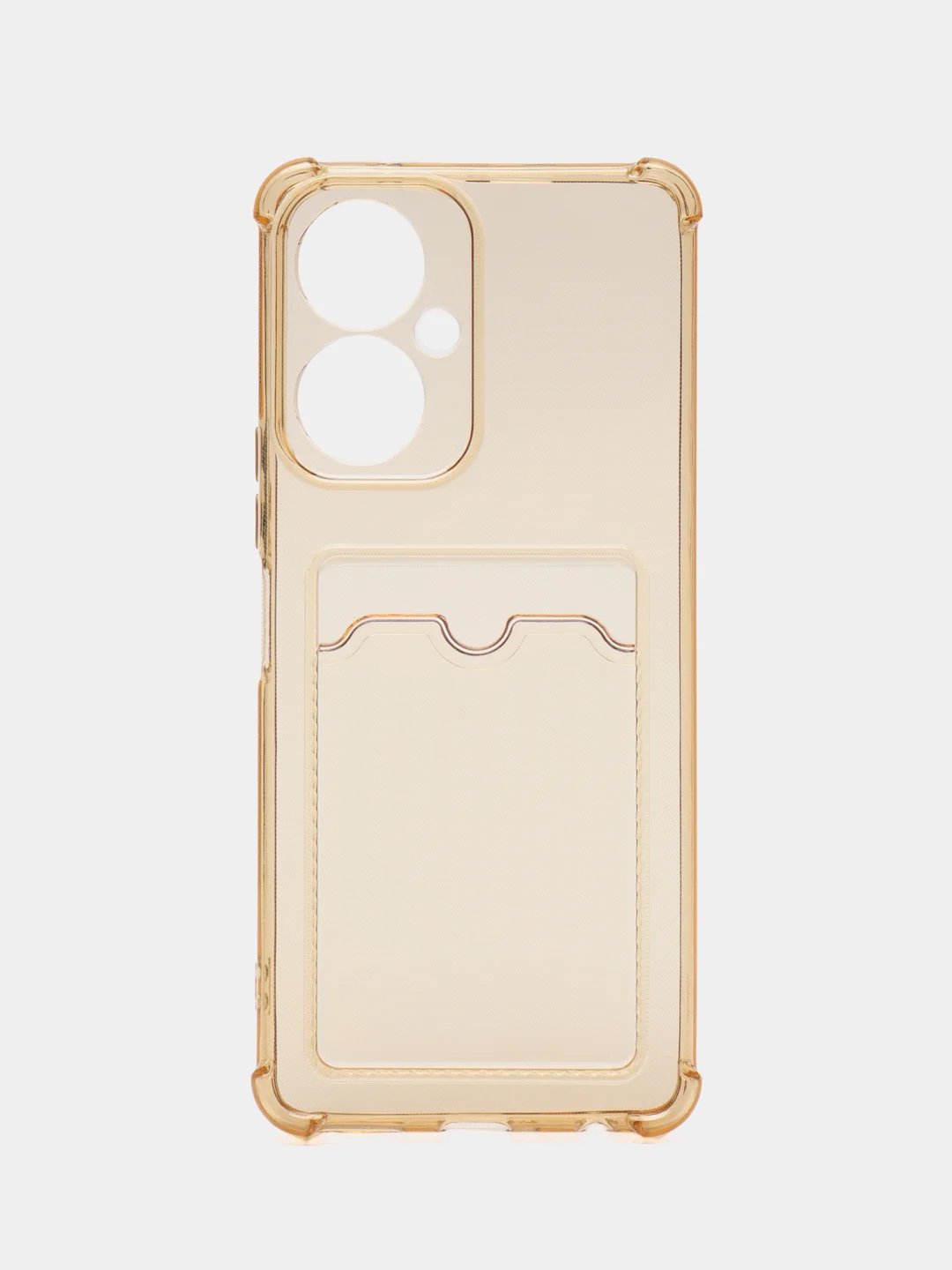 Бежевый чехол Tecno Camon 19 (Техно Камон 19), с карманом для карт, прозрачный