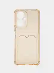 Бежевый чехол Tecno Camon 19 (Техно Камон 19), с карманом для карт, прозрачный