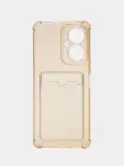 Бежевый чехол Tecno Camon 19 (Техно Камон 19), с карманом для карт, прозрачный