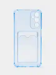 Синий меланж силиконовый чехол для Samsung Galaxy A24 (Самсунг Галакси А24), прозрачный, с карманом