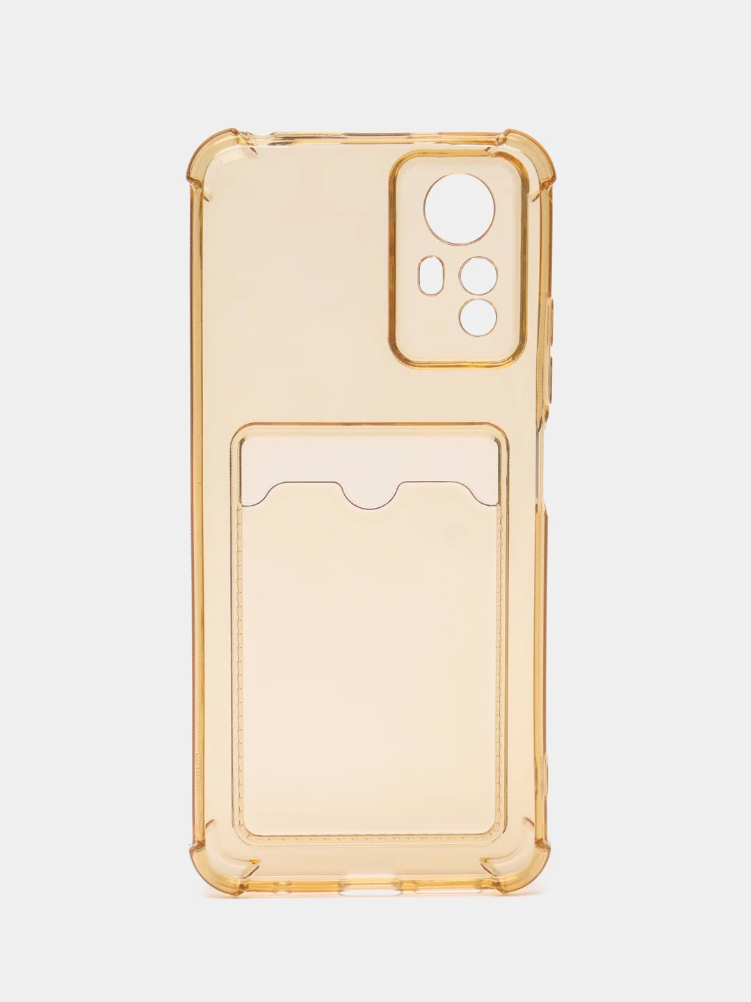Бежевый силиконовый чехол Xiaomi Redmi Note 12S (Сяоми Редми Нот 12С) с карманом, прозрачный