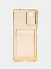 Бежевый силиконовый чехол Xiaomi Redmi Note 12S (Сяоми Редми Нот 12С) с карманом, прозрачный