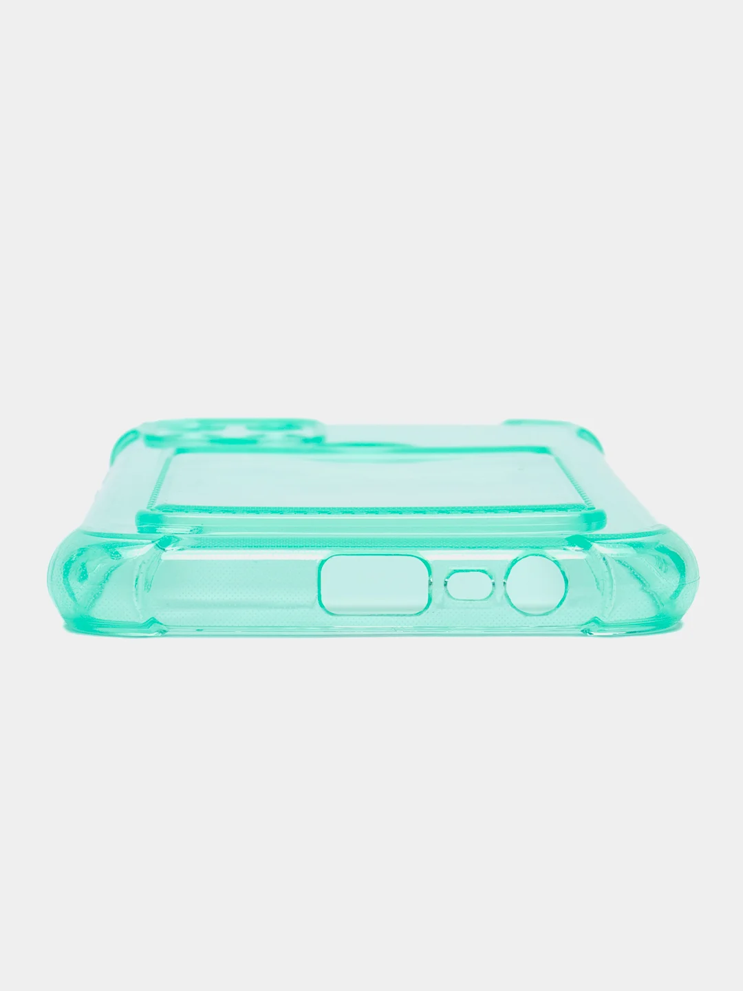 Бирюзовый силиконовый чехол Realme C21Y ( Реалми с21у), с карманом для карт, прозрачный