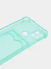 Бирюзовый силиконовый чехол Realme C21Y ( Реалми с21у), с карманом для карт, прозрачный