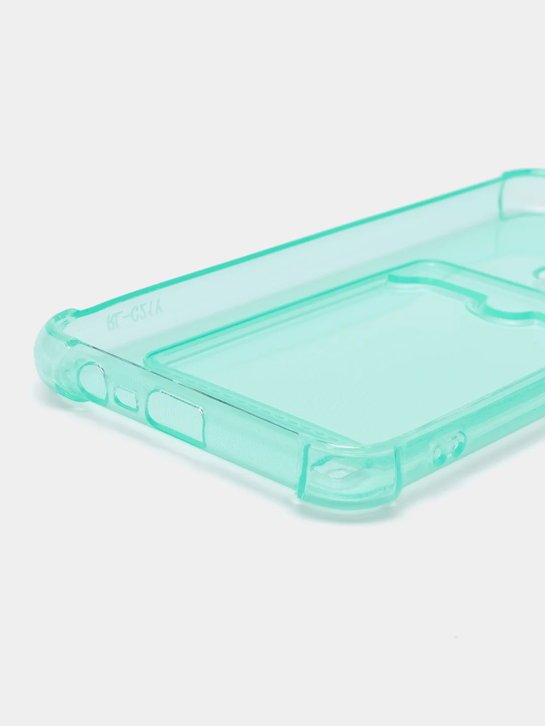 Бирюзовый силиконовый чехол Realme C21Y ( Реалми с21у), с карманом для карт, прозрачный