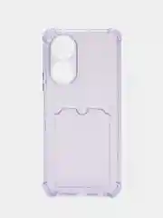Лавандовый силиконовый чехол для Honor X7 (Хонор Х7), с карманом для карт, прозрачный