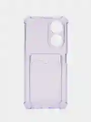 Лавандовый силиконовый чехол для Honor X7 (Хонор Х7), с карманом для карт, прозрачный