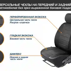 Универсальные чехлы для автомобильных сидений AutoFlex, 4 шт, экокожа, строчка, SC.U4.TW1