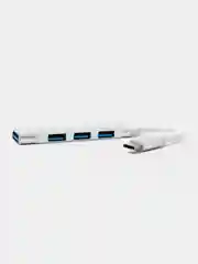 Серебряный type-c хаб, USB разветвитель, 4 порта