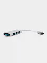 Серебряный type-c хаб, USB разветвитель, 4 порта