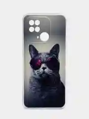 Синий меланж чехол на Xiaomi Redmi 10C / Сяоми Редми 10С прозрачный, с рисунком, защита камеры