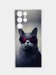 Синий меланж чехол на Samsung Galaxy S22 Ultra / Самсунг S22 Ultra прозрачный с рисунком, защита камеры