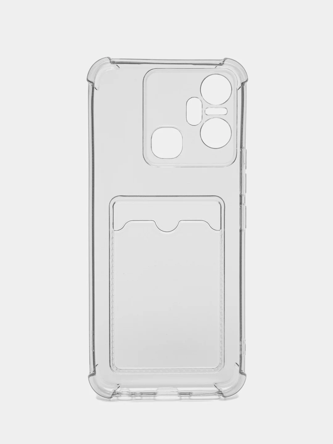 Серый чехол для Infinix Smart 6 Plus (Инфиникс Смарт 6 Плюс) прозрачный, с карманом для карты