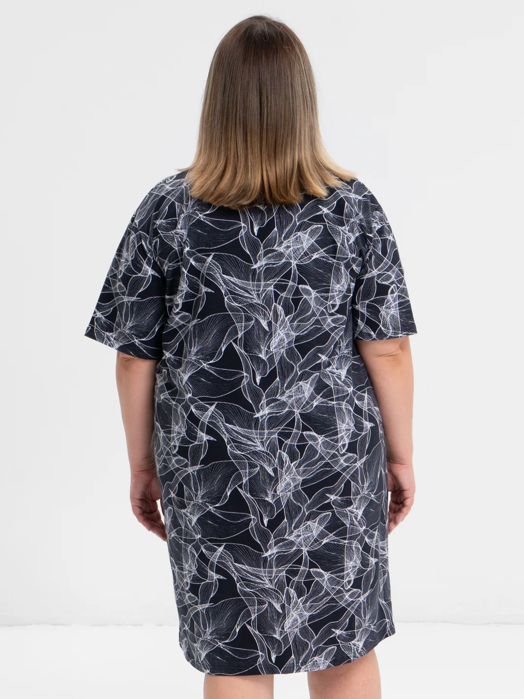 Тёмно-серый платье-футболка Oversize, короткая туника, большие размеры 42-60