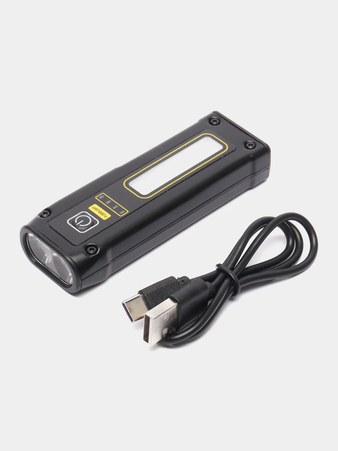 Черный светодиодный ручной фонарь с аккумулятором, магнитом, COB, с USB зарядкой, пауэрбанком