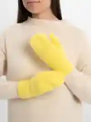 Желтый варежки зимние, ангорковые, на плюше