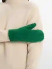 Зеленый варежки зимние, ангорковые, на плюше
