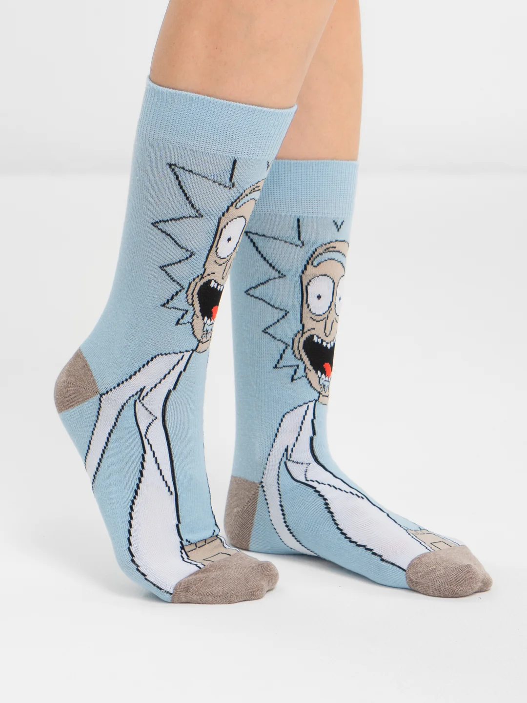 Ледяной носки высокие мужские унисекс с принтом мультфильм "Rick and Morty" носочки женские