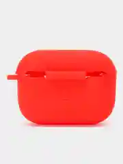 Красный силиконовый чехол для наушников Airpods (Аирподс) 1, 2, 3, Pro, с карабином-держателем