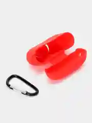 Красный силиконовый чехол для наушников Airpods (Аирподс) 1, 2, 3, Pro, с карабином-держателем