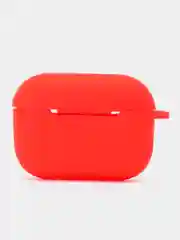 Красный силиконовый чехол для наушников Airpods (Аирподс) 1, 2, 3, Pro, с карабином-держателем