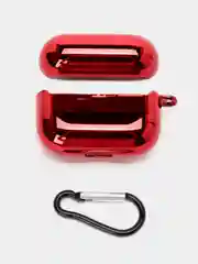 Красный чехол для беспроводных наушников AirPods 1, 2, 3 Pro, с карабином, глянцевый Аирподс