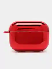 Красный чехол для беспроводных наушников AirPods 1, 2, 3 Pro, с карабином, глянцевый Аирподс
