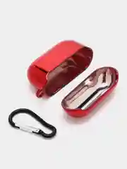 Красный чехол для беспроводных наушников AirPods 1, 2, 3 Pro, с карабином, глянцевый Аирподс