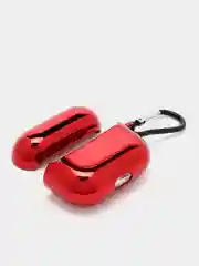 Красный чехол для беспроводных наушников AirPods 1, 2, 3 Pro, с карабином, глянцевый Аирподс