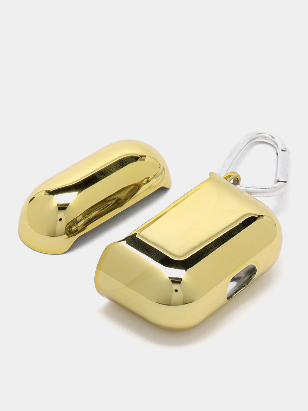 Золотой чехол для беспроводных наушников AirPods 1, 2, 3 Pro, с карабином, глянцевый Аирподс