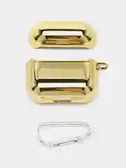 Золотой чехол для беспроводных наушников AirPods 1, 2, 3 Pro, с карабином, глянцевый Аирподс