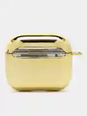 Золотой чехол для беспроводных наушников AirPods 1, 2, 3 Pro, с карабином, глянцевый Аирподс