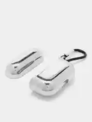 Серебряный чехол для беспроводных наушников AirPods 1, 2, 3 Pro, с карабином, глянцевый Аирподс
