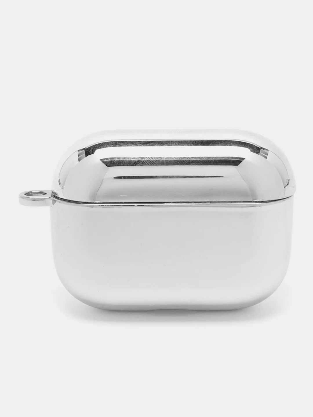 Серебряный чехол для беспроводных наушников AirPods 1, 2, 3 Pro, с карабином, глянцевый Аирподс