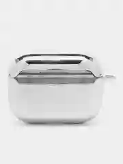 Серебряный чехол для беспроводных наушников AirPods 1, 2, 3 Pro, с карабином, глянцевый Аирподс