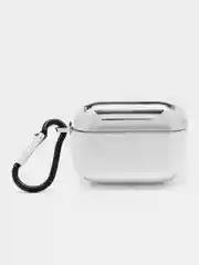 Серебряный чехол для беспроводных наушников AirPods 1, 2, 3 Pro, с карабином, глянцевый Аирподс