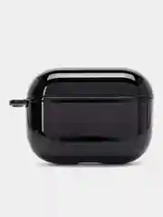 Черный чехол для беспроводных наушников AirPods 1, 2, 3 Pro, с карабином, глянцевый Аирподс
