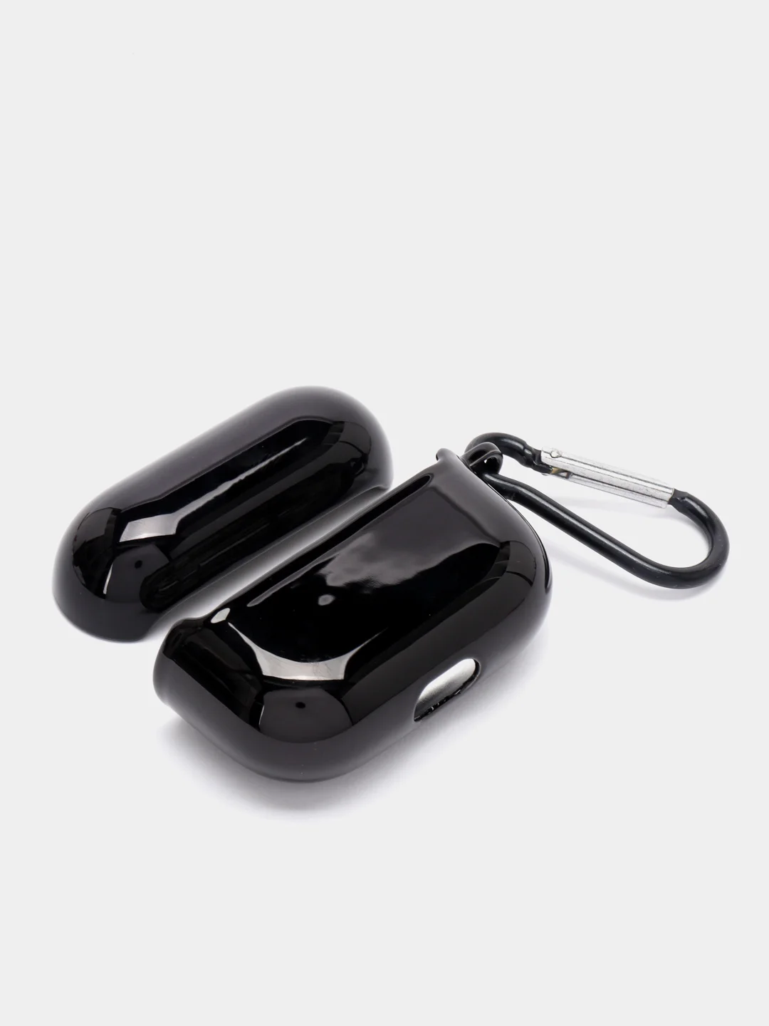 Черный чехол для беспроводных наушников AirPods 1, 2, 3 Pro, с карабином, глянцевый Аирподс