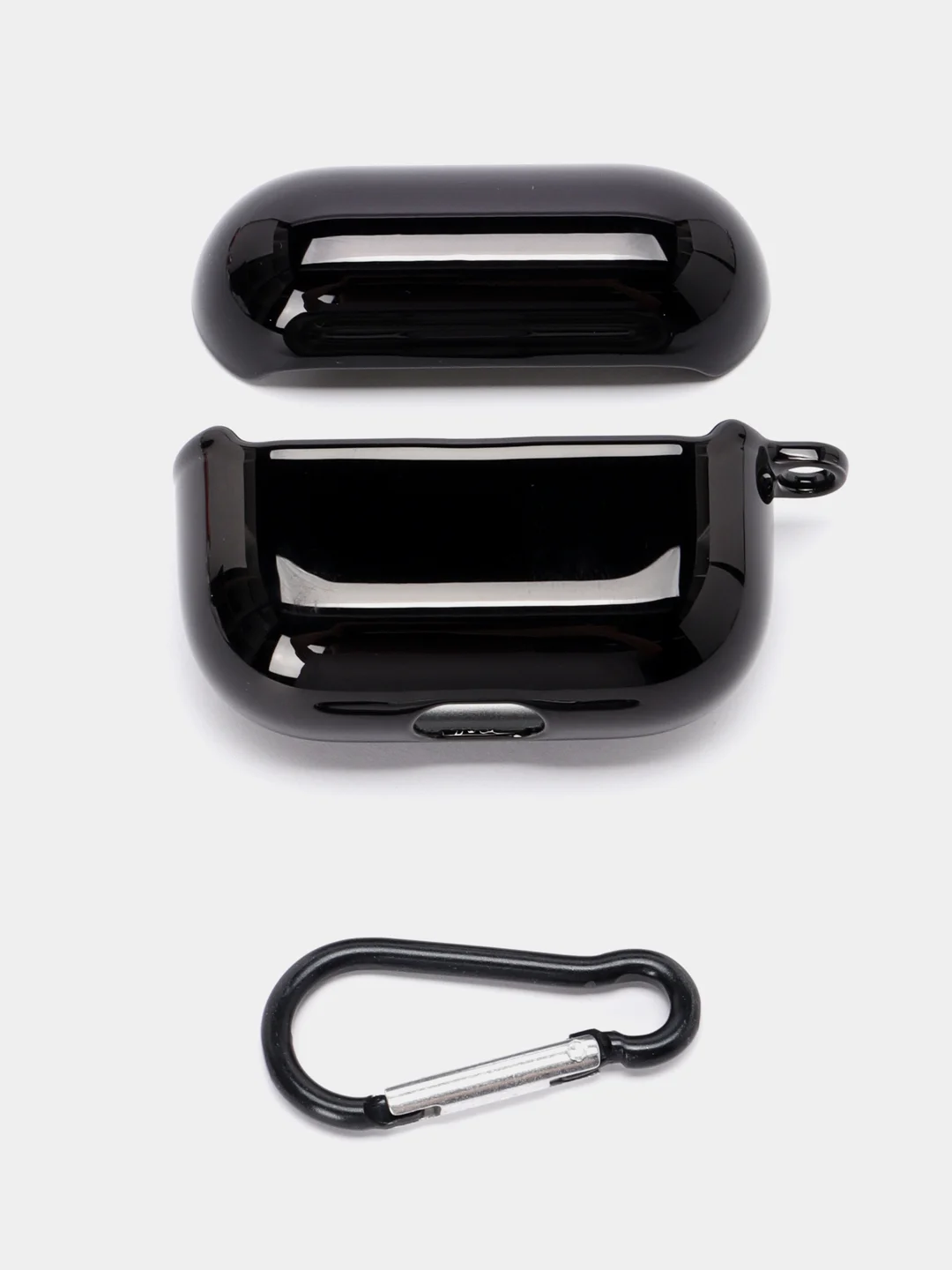 Черный чехол для беспроводных наушников AirPods 1, 2, 3 Pro, с карабином, глянцевый Аирподс