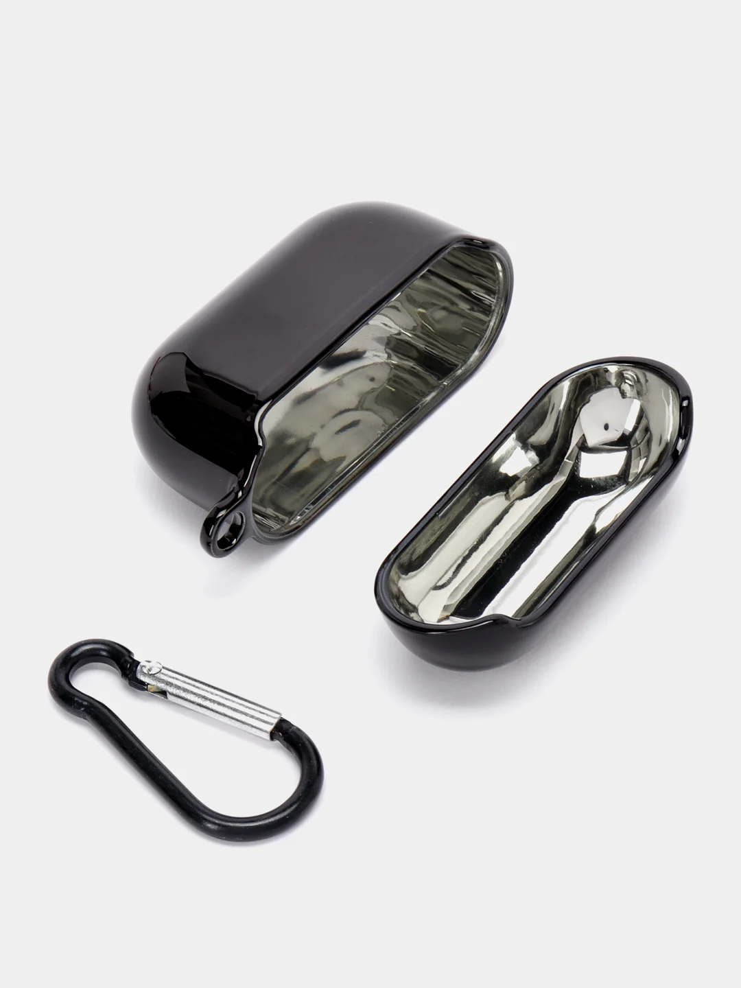 Черный чехол для беспроводных наушников AirPods 1, 2, 3 Pro, с карабином, глянцевый Аирподс