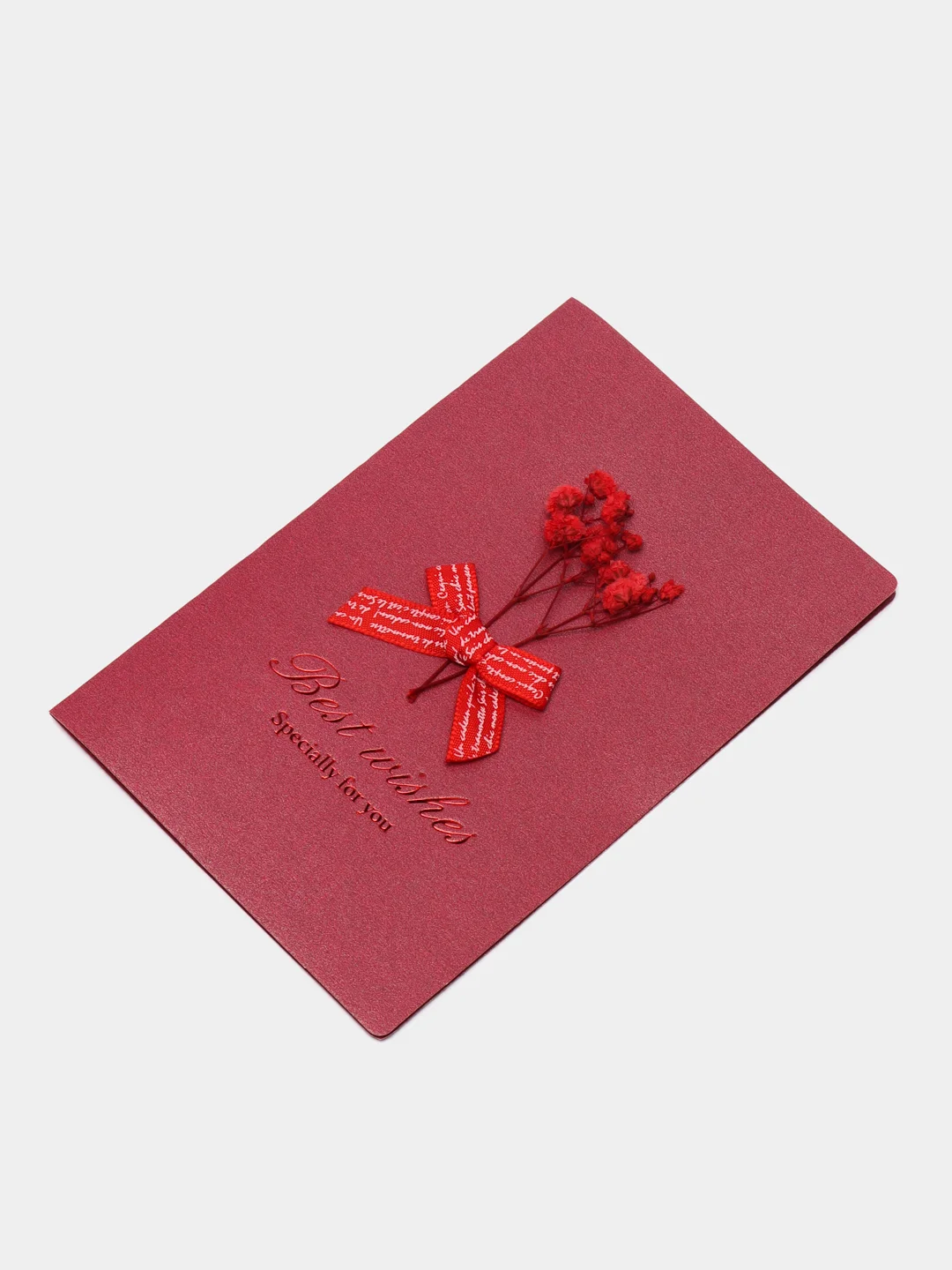 Красный арт Открытки с настоящими сухими цветами, 10*14,5 см, в конверте. Гербарий