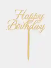 Золотой топпер #Т49 "Happy Birthday", из акрила для украшения торта