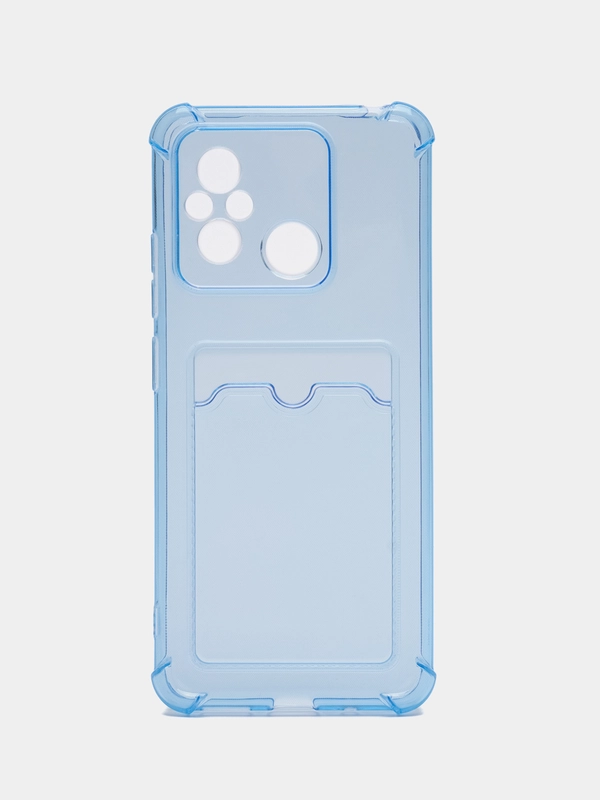 Силиконовый чехол для Xiaomi Redmi 12C (Сяоми Редми 12С), прозрачный, с карманом
