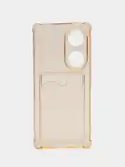 Бежевый силиконовый чехол для Huawei Honor 70 (Хонор 70), с карманом для карт, прозрачный