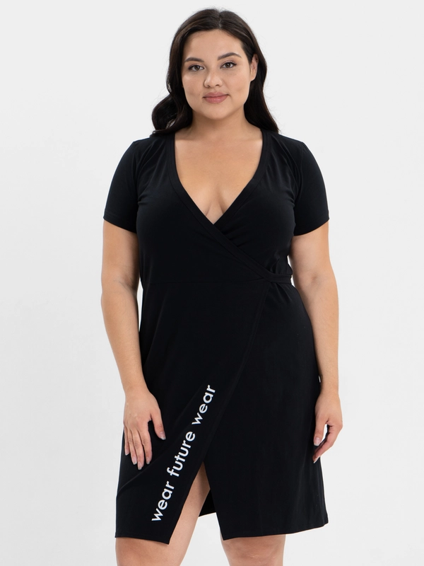 Платье с запахом КЛП1428П1 wear future wear, черный, KLERY