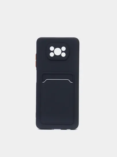 Темно-синий чехол с отделением для пластиковой карты Xiaomi POCO X3 / POCO X3 PRO
