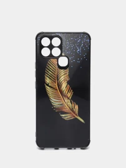 Тёмно-серый чехол INFINIX SMART 6 с защитой камеры  и рисунком