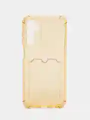 Бежевый чехол для Samsung Galaxy M14 5G (Самсунг Галакси М14 5Г) прозрачный, с отсеком для карт