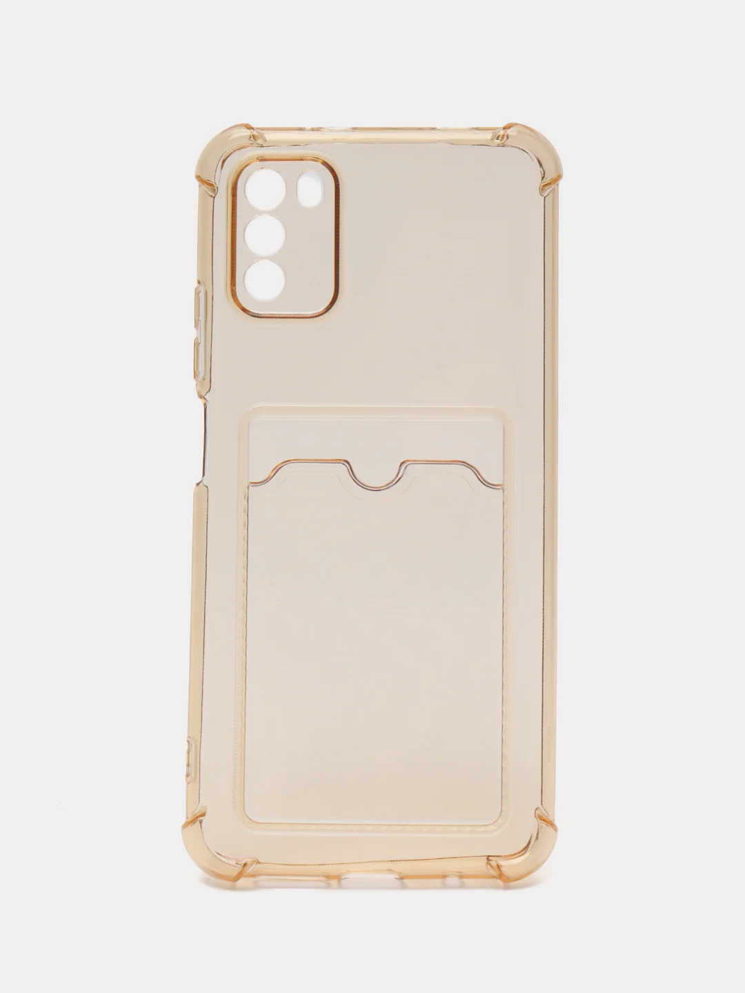 Бежевый силиконовый чехол для Xiaomi Poco M3 (Сяоми Поко М3), прозрачный, с карманом