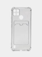 Силиконовый чехол Realme C21Y ( Реалми с21у), с карманом для карт, прозрачный